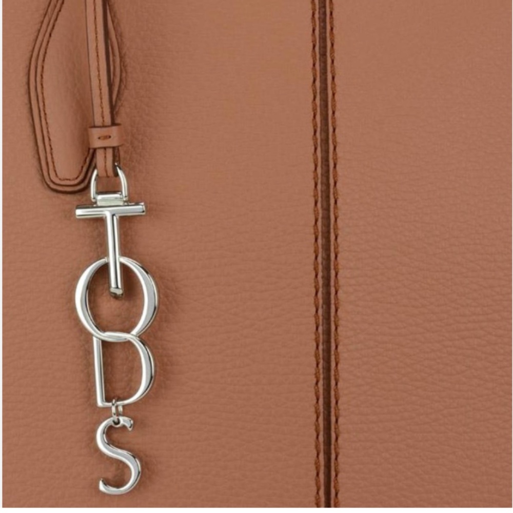 Tod's Joy Tote Leather and Metal Logo Charm Hanging Bag Tag